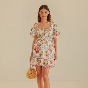 NWT FARM Rio Off-White Bloom Garden Euroflax™Premium Linen Mini Dress